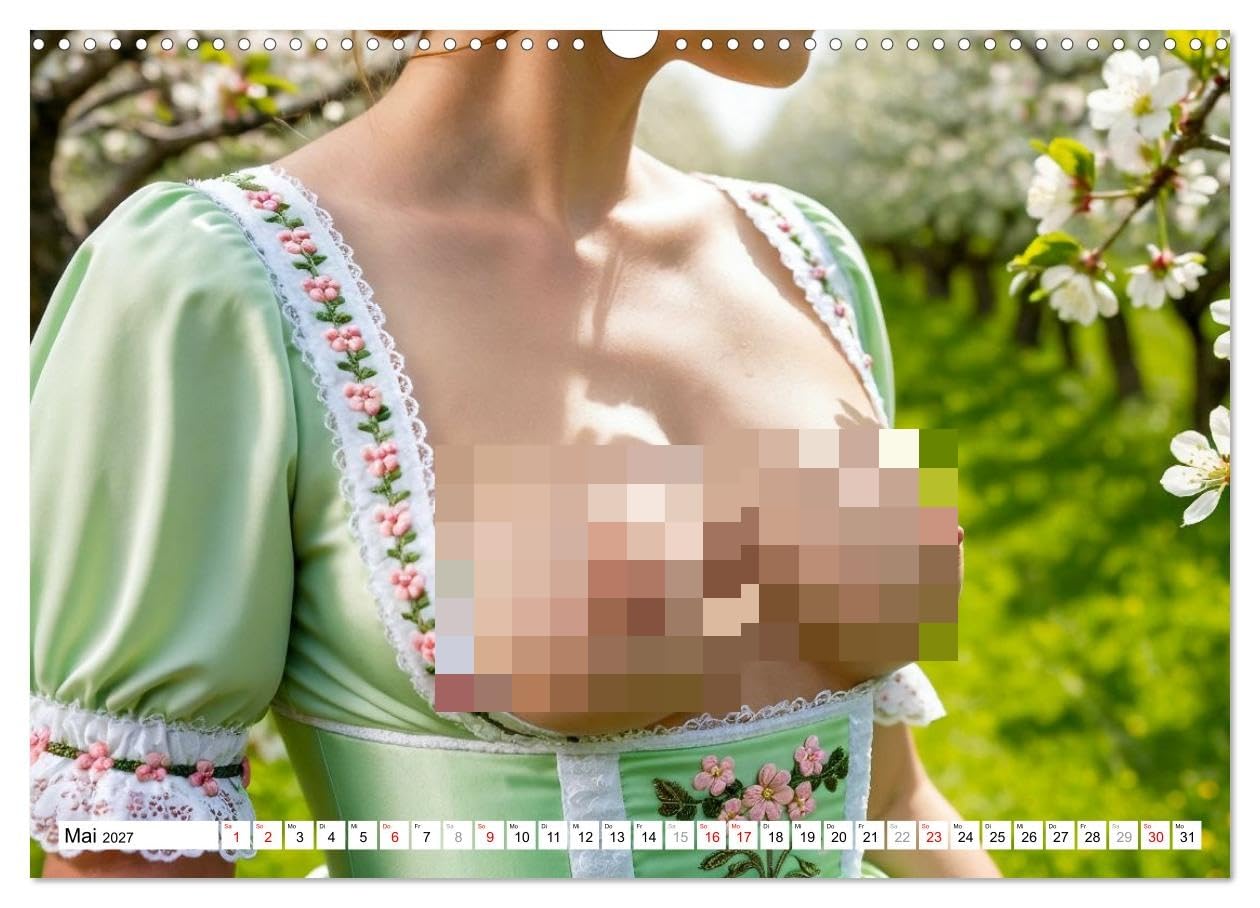 CALVENDO - Holz vor der Hüttn - Frauen mit nackten Brüsten im Dirndl (Wandkalender 2027 DIN A3 quer), Monatskalender: Sexy Frauen aus Bayern zeigen Brüste im Dirndl.