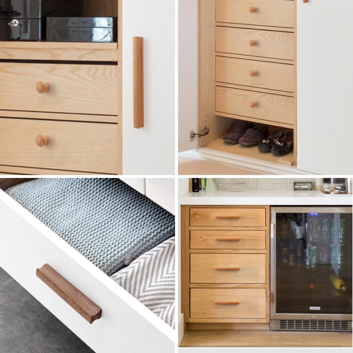 Generisch 4 Stück Möbeltürknäufe Schrankknöpfe Möbelgriffe Mit Schrauben 128mm Lochabstand Griffe Für Küchenschränke, Kleiderschrank(Natural,224 * 600mm)