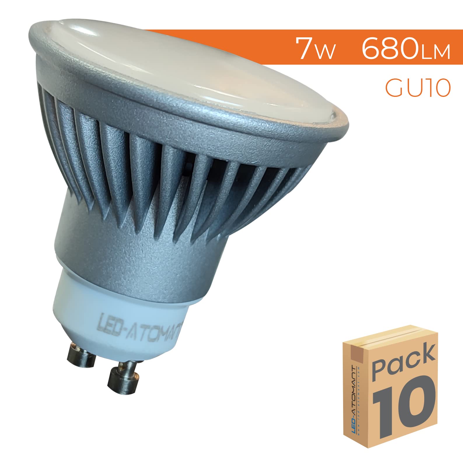 LED ATOMANT 10x Lampadina LED GU10 7W Dimmerabile Bianco Freddo 680lm