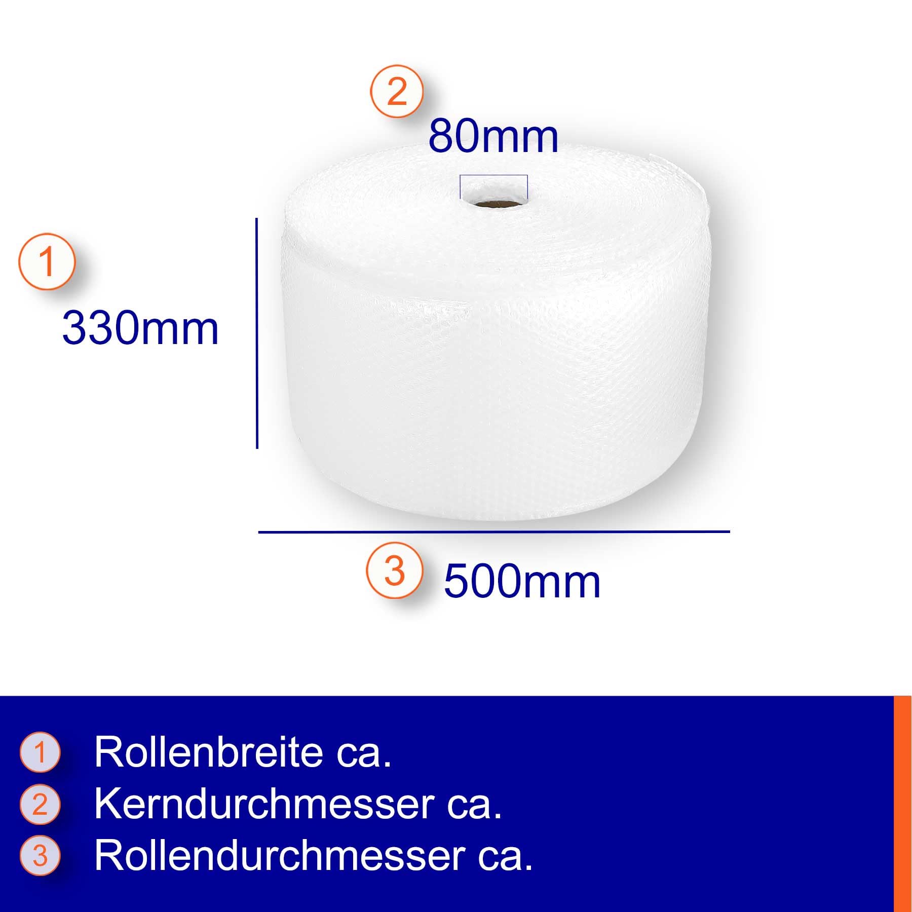 Schlauchluftpolsterfolie stark 80 µm | 250mm×50m | kleingenoppt | Luftpolsterfolie Schlauch | flexibler + effektiver Polsterschutz | recyclingfähig