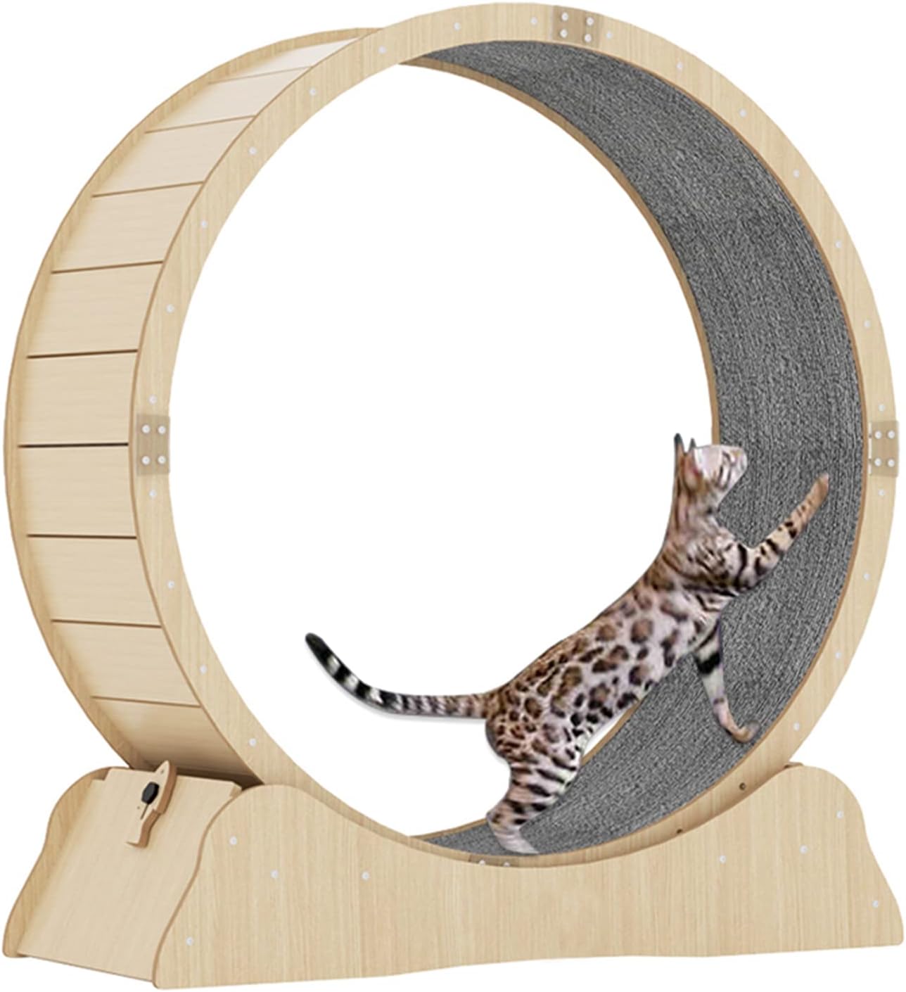Cat Running Wheel, Wood Silent Cat Treadmill Exercise Wheel With Carpet