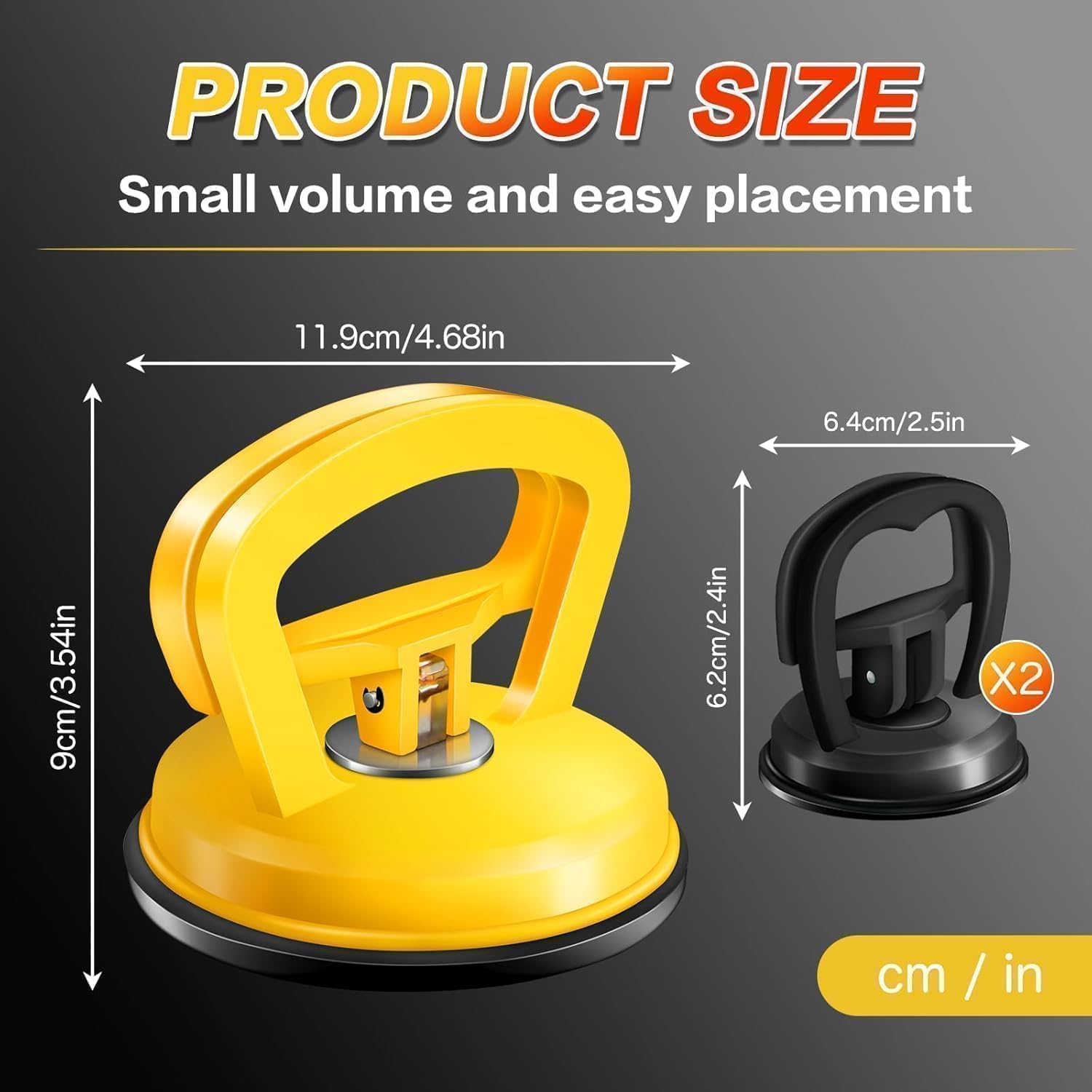 HORFUTY Car Dent Puller 3 Pack Dent Puller Powerful Car Dent Removal Kit Suction Cup Dent Puller for Car Dent Repair Dent Remover Tool for Car Body,Tiles Lifting,Objects Moving,Screen (Yellow+Black) - 3