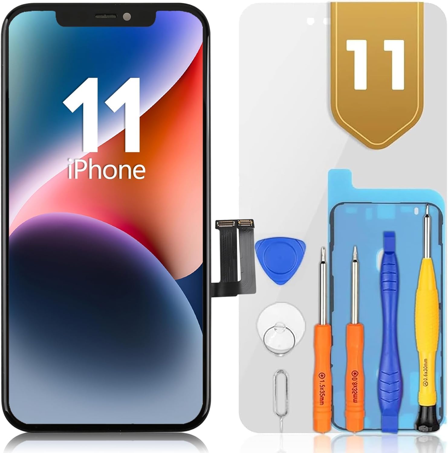 bokman Schermo per iPhone 11 6,1", Display LCD di Ricambio e Digitalizzatore Touch con Kit di Riparazione, Vetro Frontale (Modelli A2111, A2221 e A2223)