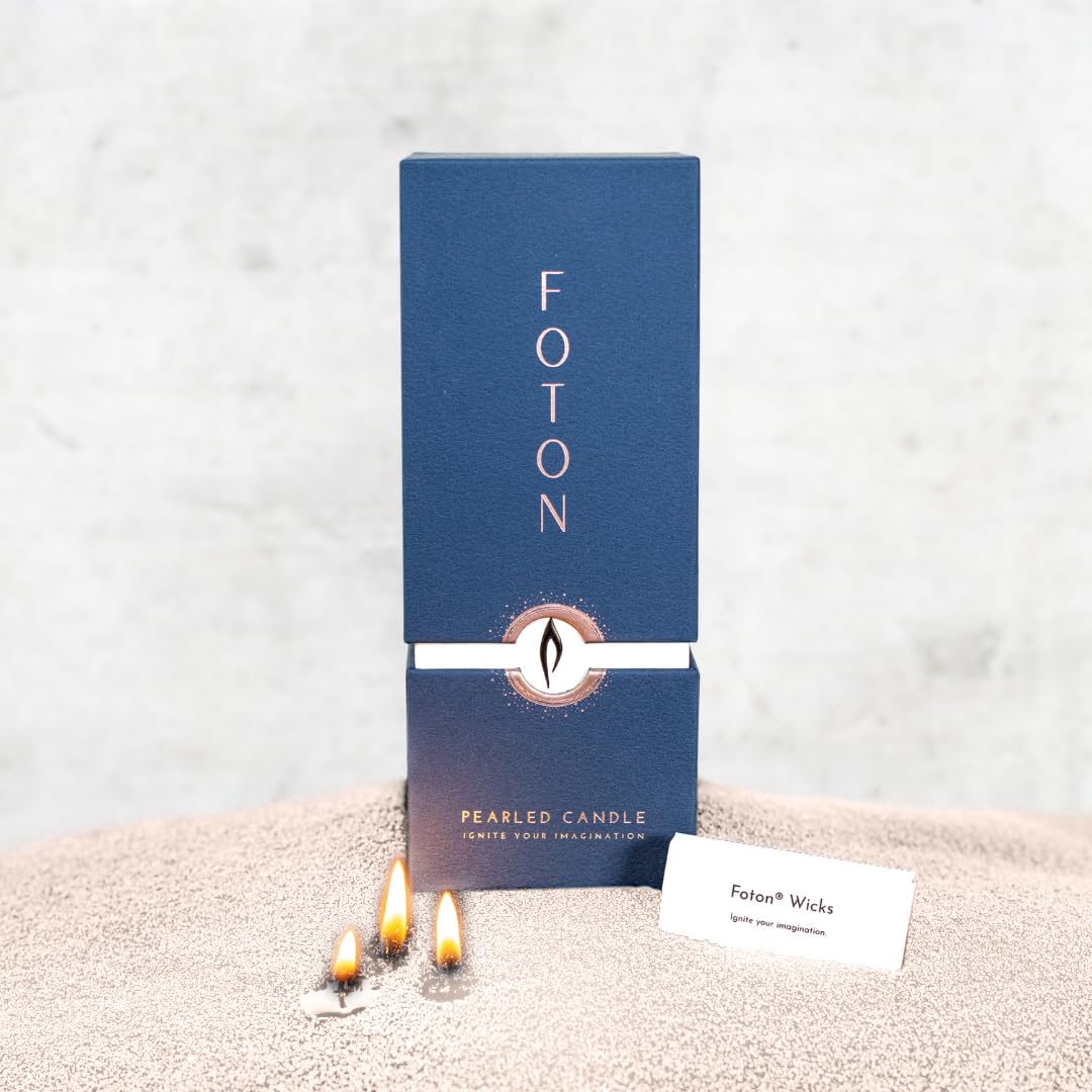 FotonPearled Candle Colored 18 Oz - Nude Unscented Non Toxic Luxury Long Lasting Powder Candles up to 120 Hours - Refillable Candle Sand with 30 Wicks for Candle Making
