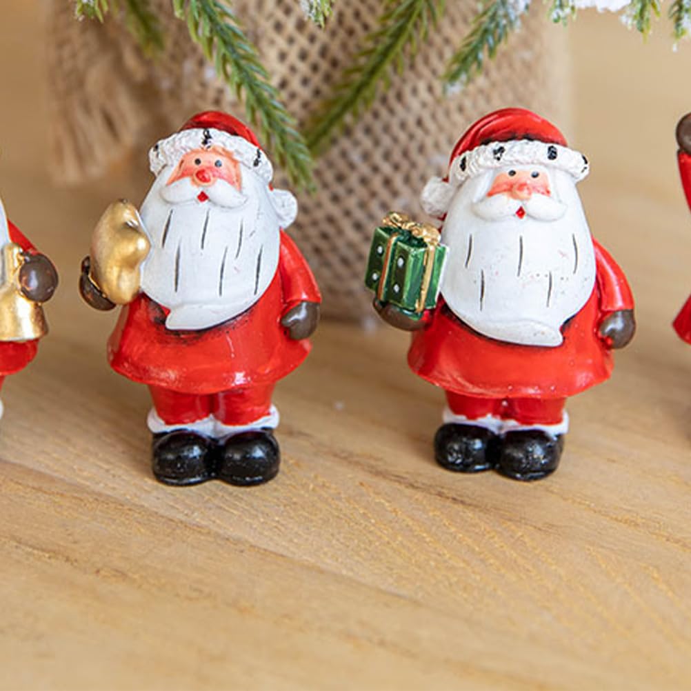 ABOOFAN 4Pcs Christmas Resin Santa Claus Ornaments Miniature Desktop Decoration for Holiday Home Party Festive Resin Figurines - Image 2