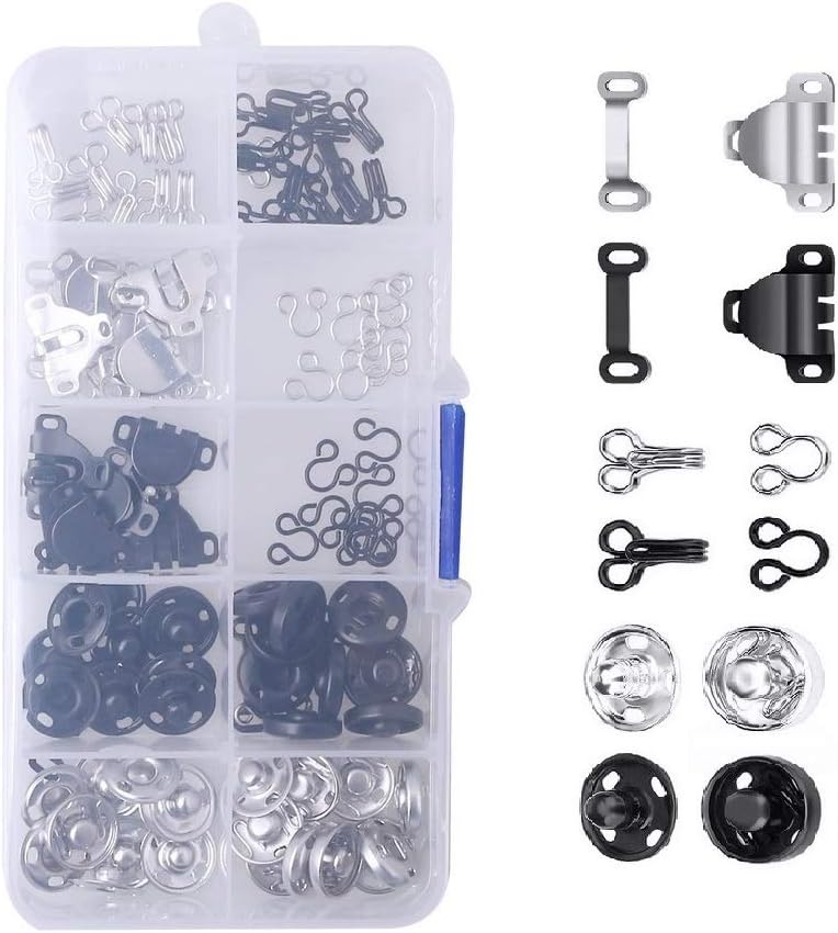 LUTER 100pcs Skirt Hooks, Sewon Snaps, Hook&Eye Latches