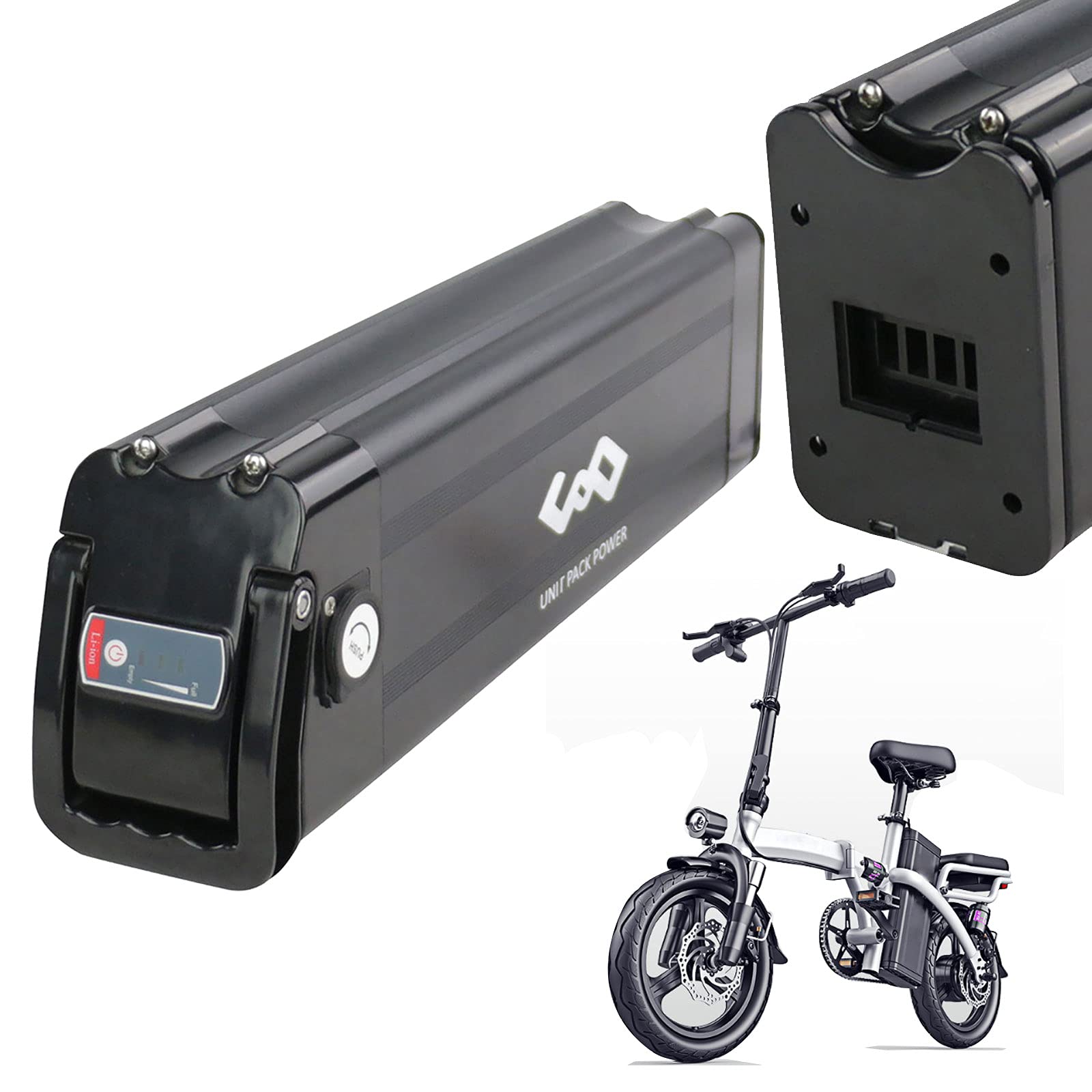 Batteria Ebike da 36 V 13 Ah per bici pieghevole, 350 W 250 W Motore, Silver-Fish, Batteria sostitutiva con caricabatterie (36V 13Ah)