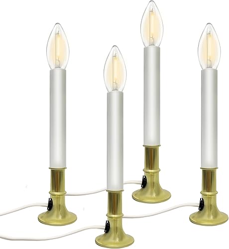 Miniatura 8 de Konictom Paquete de 4 velas de Navidad para ventana, velas eléctricas de 9 pulgadas con sensor del atardecer al amanecer, luces de vela enchufables