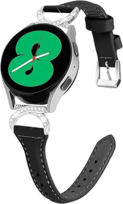 Leather Bands Intended for Garmin Venu 2 Sq/Venu 2 Sq Music/Venu 2 Plus/Venu Sq/Venu Watch Bands,Wristbands Adjustable Replacement Bands,20mm Genuine Leather Strap for Women Girls Men (Black)