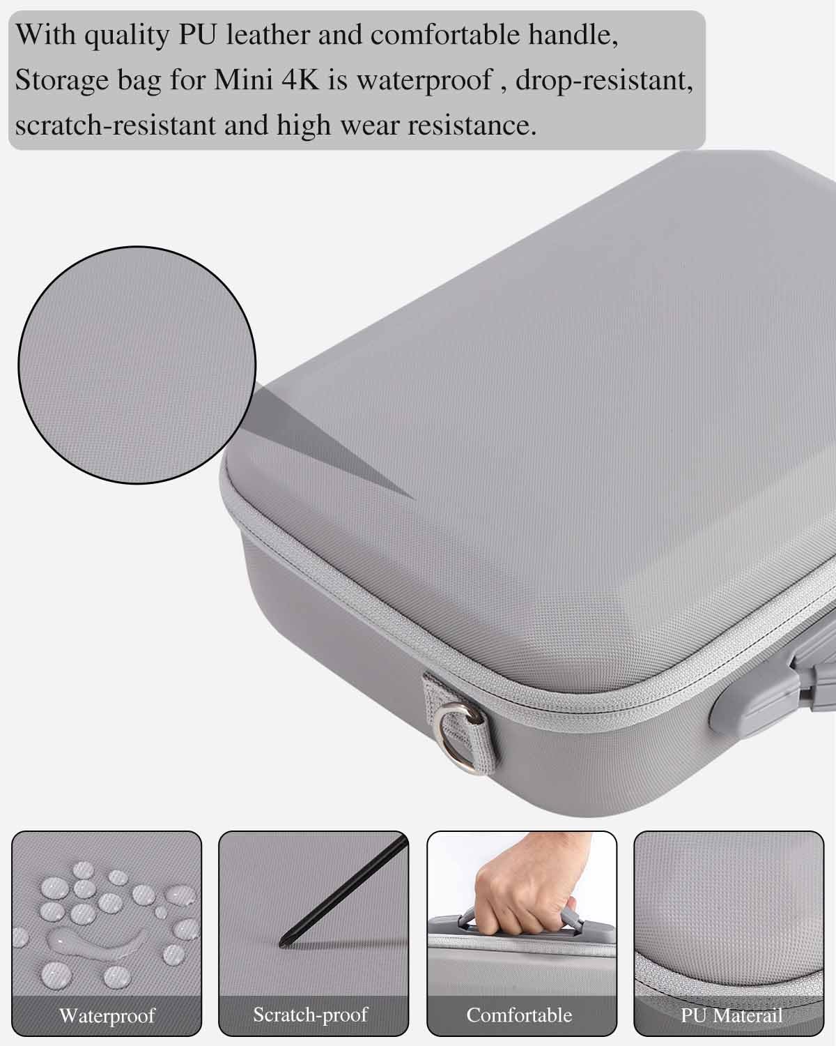Étui pour DJI Mini 4K/2 SE, Sac de Transport Portable, Case Rigide Étanche pour DJI Mini 4K, Radiocommande RC-N1C et Accessoires, Gris