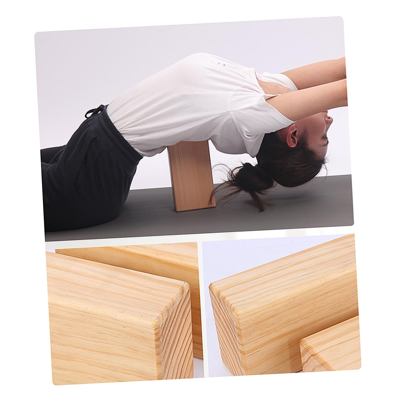iplusmile Yoga Block Massivem Holz Rutschfest Druckfest Langlebig für Yoga Tanz und Tägliche Übungen Smooth Oberfläche Abgerundete Kanten für Yogafreunde und Fitness Enthusiasten