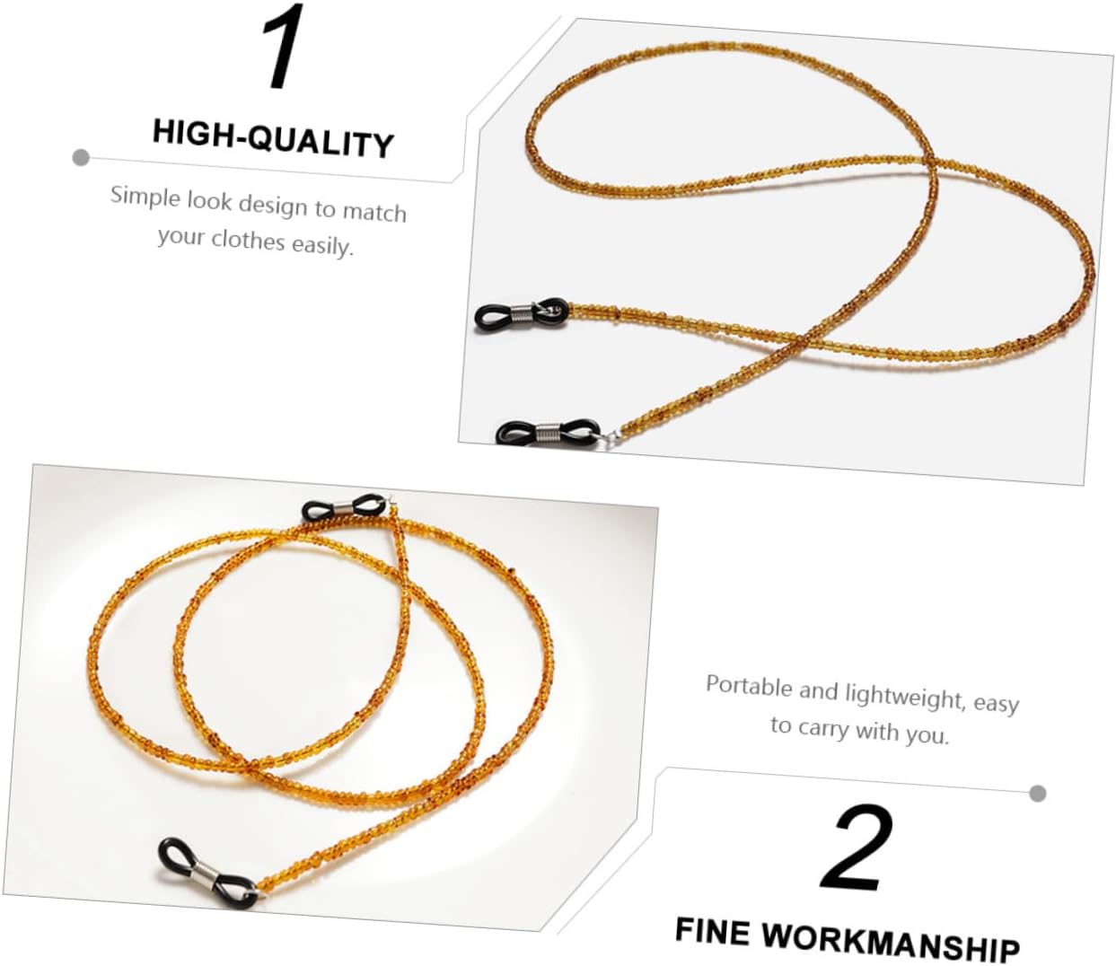 YARNOW 3 Pcs Tortoise Amber Eyeglasses Chains Glasses Fixing Rope Anti-lost Eyeglass Holder Strap for Women Men Neck Hanging Eyewear Accessories