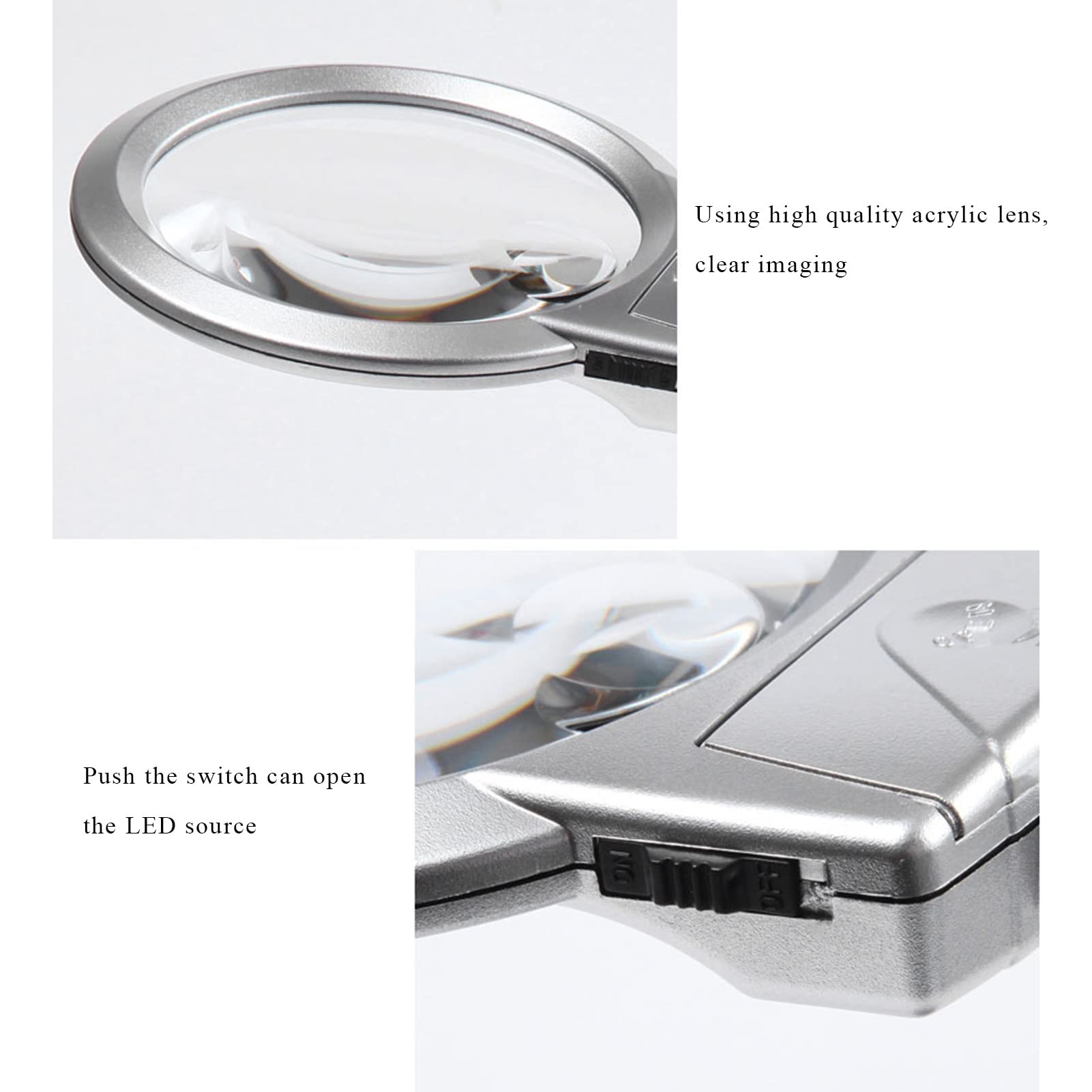 Lenti d'Ingrandimento da scrivania, ingrandimento 2X 5X con Luce e Supporto, Lampada d'Ingrandimento illuminata a Mani libere per la Lettura, Doppio Comfort.,