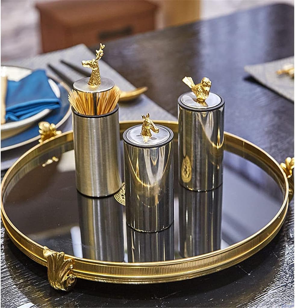 Home Glass Storage Tray Decoration Bathroom Gold Copper Base Shelf Dining Room Service Tray Living Room Decoration