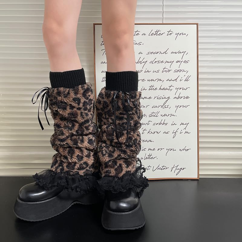 Image of Sexybody Leg Warmers for Women & Girls Y2K Kawaii Fluffy Fur Flared Leg Warmer Furry Goth Grunge Socks Harajuku Leopard