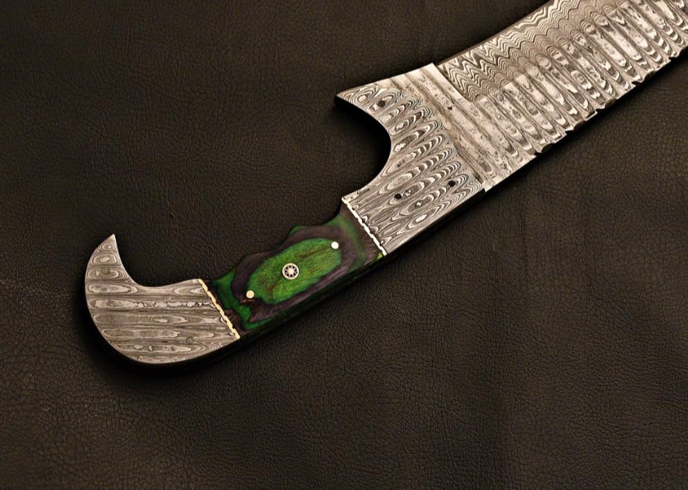 Empire - 21 Inch Long - Sharpe Edges - Handmade Damascus Steel Full Tang Hunting Machete with Sheath - Pakka Wood Grip - Hand Forged Medieval Machete- Best Gift for Him