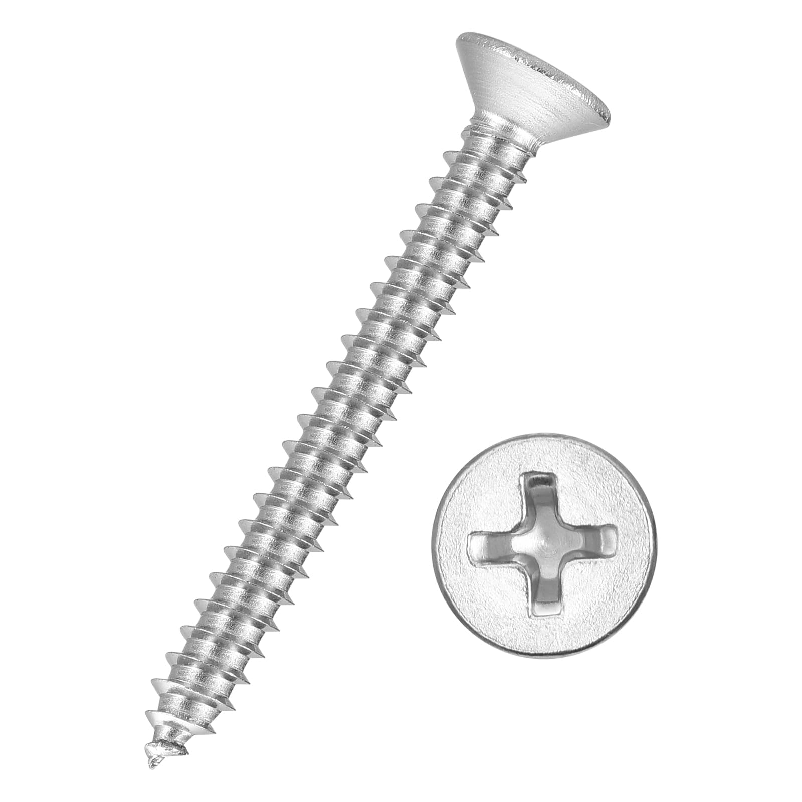 Kozelo 135pcs Phillips Flat Head Wood Screws - [#8x1-1/2"] 304 Stainless Steel Countersunk Self Tapping Screws for Furniture Assembly, Interior Trim, Outdoor Construction, Silver