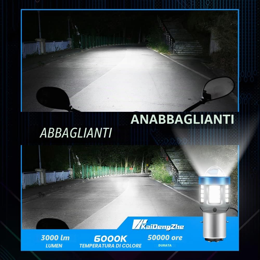 H6 LED Lampadina per Fari per Moto, 2022 Nuove Lampadine per Fari a LED per Moto Scooter BA20D Aggiornate con Proiettore HD, Luci Abbaglianti e Anabbaglianti Moto 25W 12V-80V Bianco-1PZ