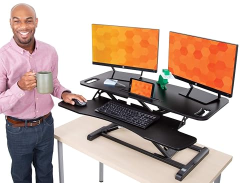 Flexpro Hero 37 Inch Standing Desk Converter for Office and Home Height Adjustable 2 Level Sit to Stand