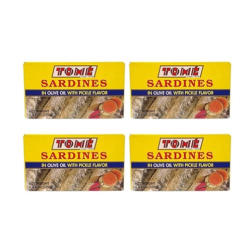 4 paquetes de sardinas Tomé (en aceite de oliva con sabor a pepinillo) 4.41 oz Ea