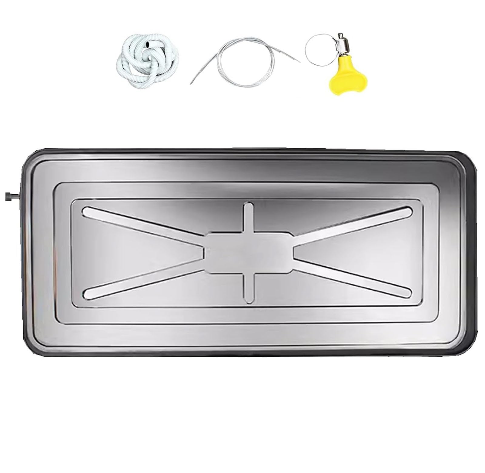 Generico Vassoio di Raccolta Condensa in Acciaio Inox per Condizionatori – Vaschetta Universale per Scarico Acqua – Compatibile con Pompe di Calore e unità EsterneSilver,3P : 92 * 44CM