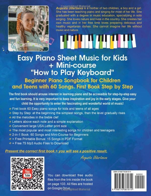 Easy Piano Sheet Music for Kids + Mini-course "How to Play Keyboard": Beginner Piano Songbook for Children and Teens with 60 Songs. First Book Step by Step (+ Free Audio) - Image 2