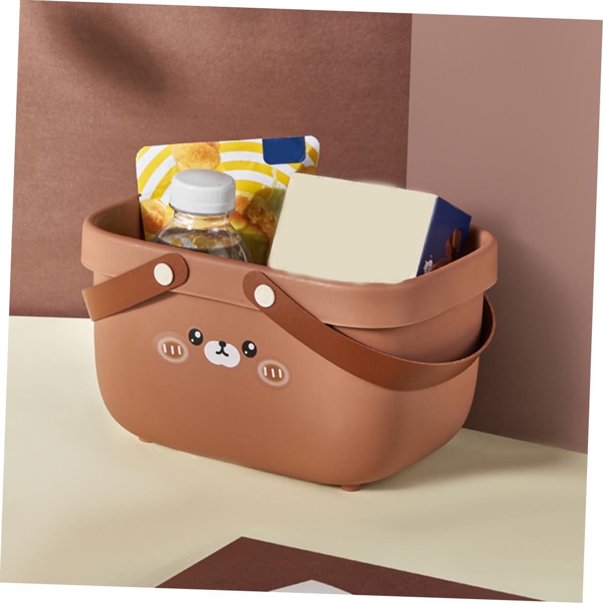 Ciieeo Cesta de Ducha Portátil con Asa, Set de 3 Piezas, Pp y Cuero