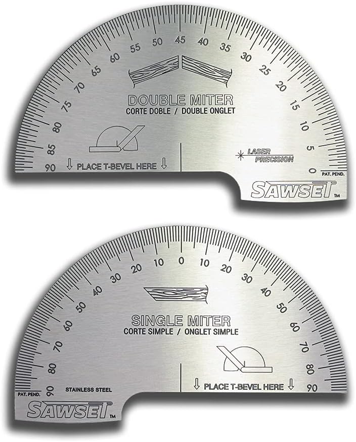 Miter Saw Protractor SAWSET. Patented No Math Scales. LARGE Scales Are The Key To Accuracy."SIZE MATTERS!"
