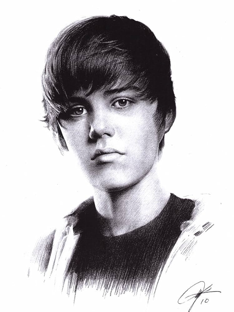 Amazon.com: Justin Bieber Sketch Portrait, Charcoal Graphite