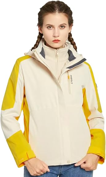 Womens Jacket Winter Ski Coat Warm Fleece Hiking Windbreaker Outdoor Waterproof Detachable Hooded Raincoat