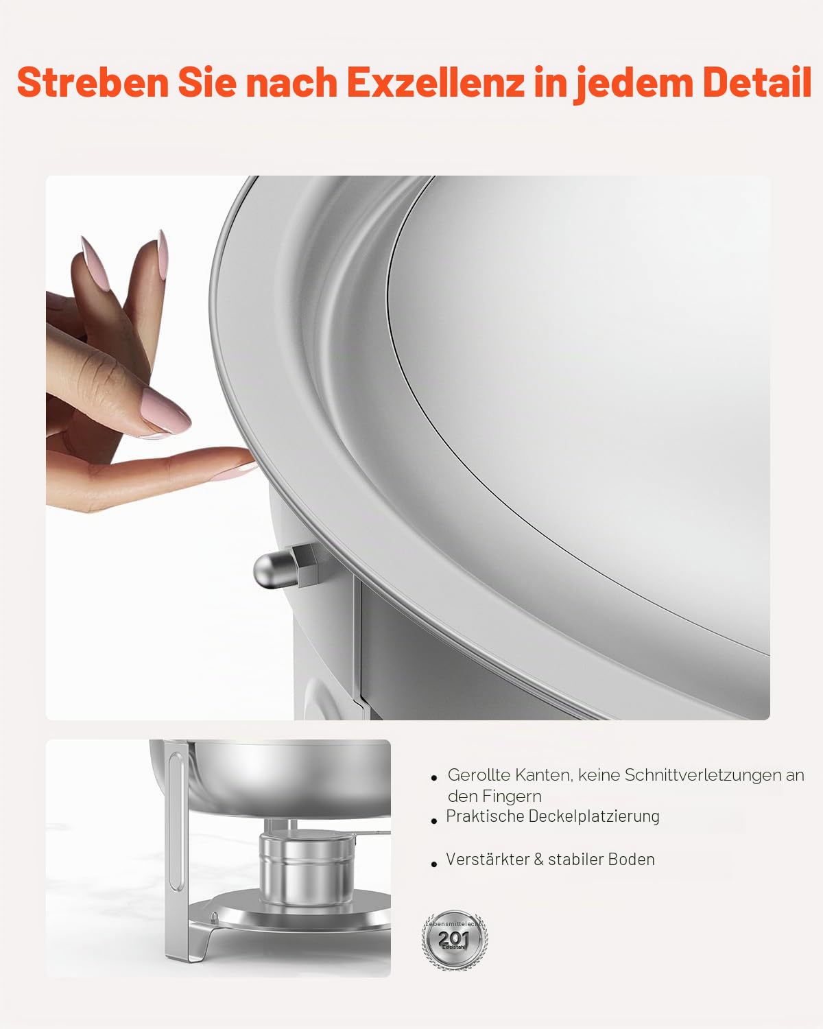 VEVOR Chafing Dish Buffet Speisenwärmer mit 2 Behältern in voller Größe (4,7 L pro), runder Catering-Wärmespender mit Glasdeckel & Wasserpfanne & klappbarer Ständer, für Buffet Partys Silber