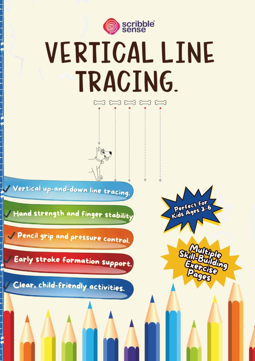 Vertical Line Tracing Exercise book for 3-8 years: Build pencil control and early writing skills with vertical line tracing practice. Over 50 ... and stroke formation - By Scribblesense