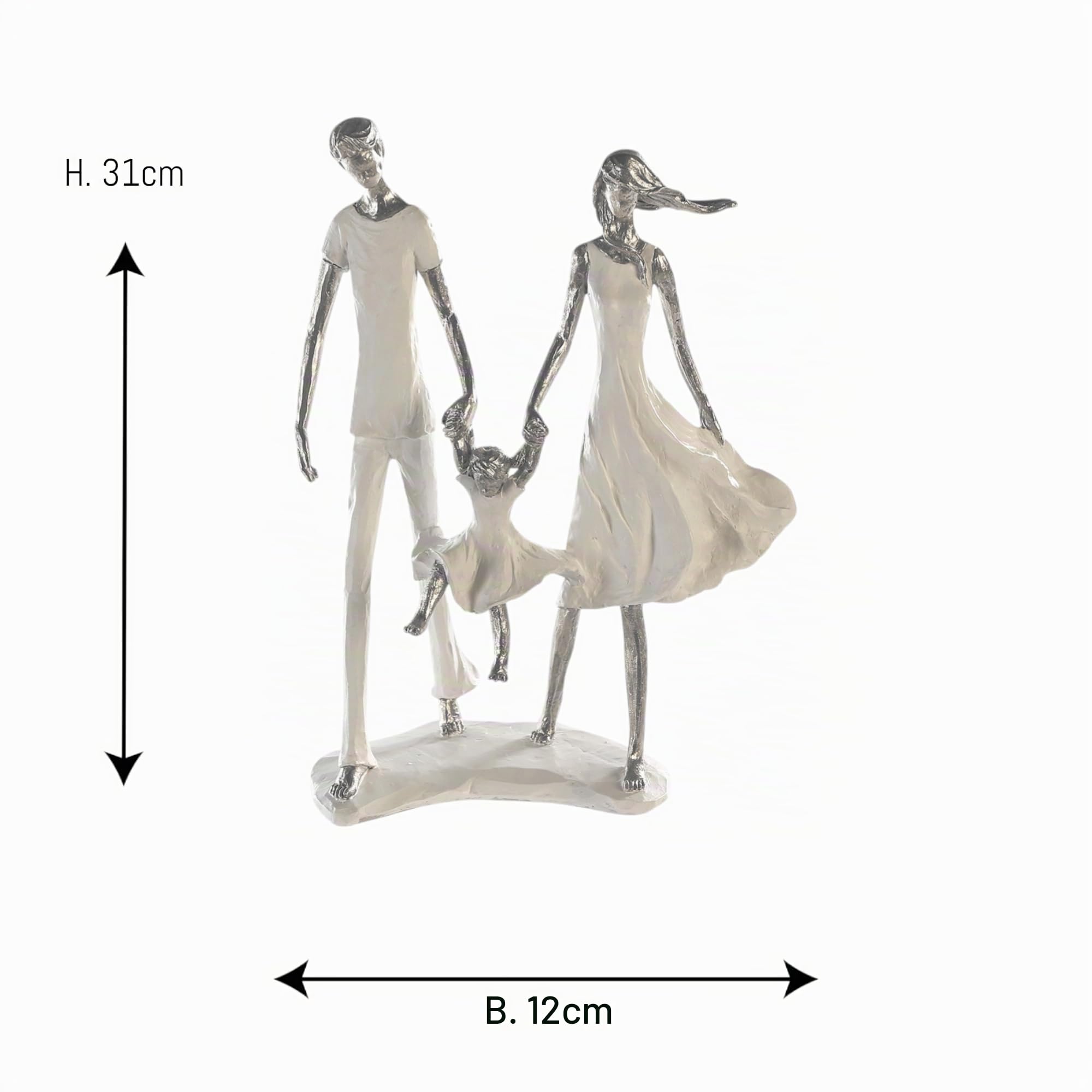 Casablanca Skulptur Family, Deko Figur Weiß, Kunstharz Statue Wohnzimmer, Büro Dekoration H. 12 cm x B. 31 cm - Moderne Familien Skulpturen, Zusammenhalt Familie
