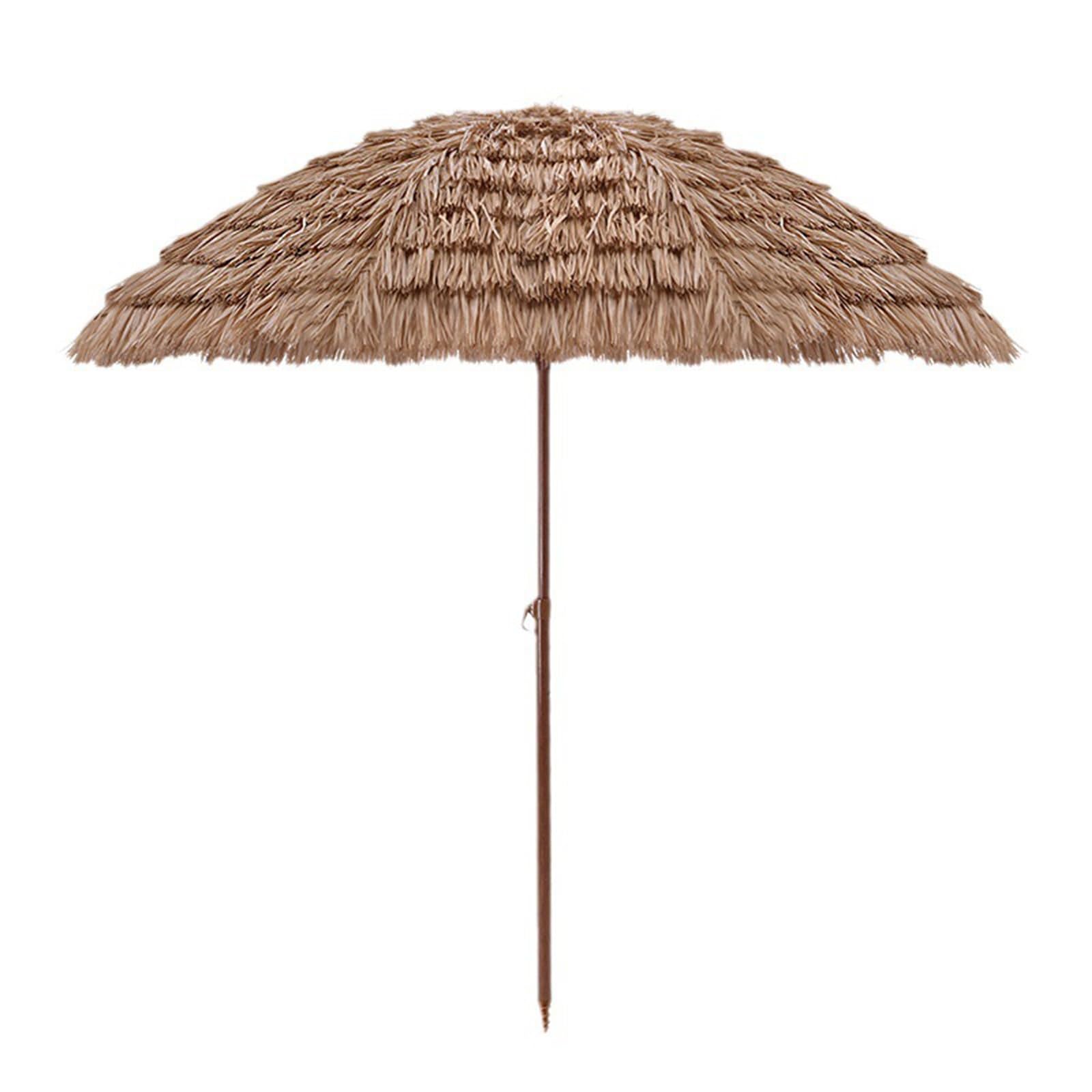Sombrilla de playa hawaiana de 1.6m con paja artificial para crear un oasis en tu jardín