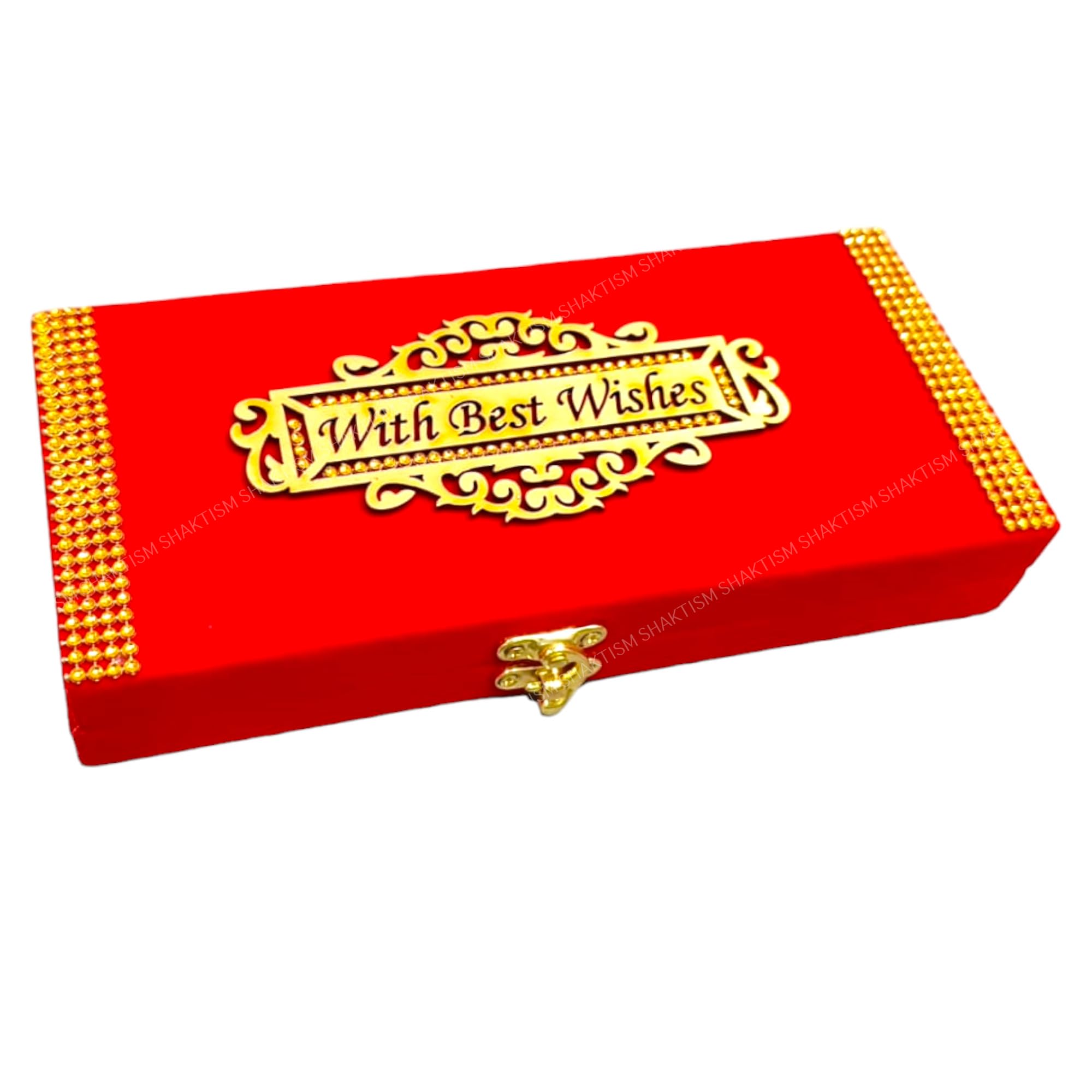 SHAKTISM Best Wishes Decorative and Attractive Box Cash Box With Clip Lock, Shagun Box, Jewellery Box, Money Box Envelop Wedding, Gift Box, Bangel box (Pack of 1Pc) (BestWishes_ShagunBox(Red))