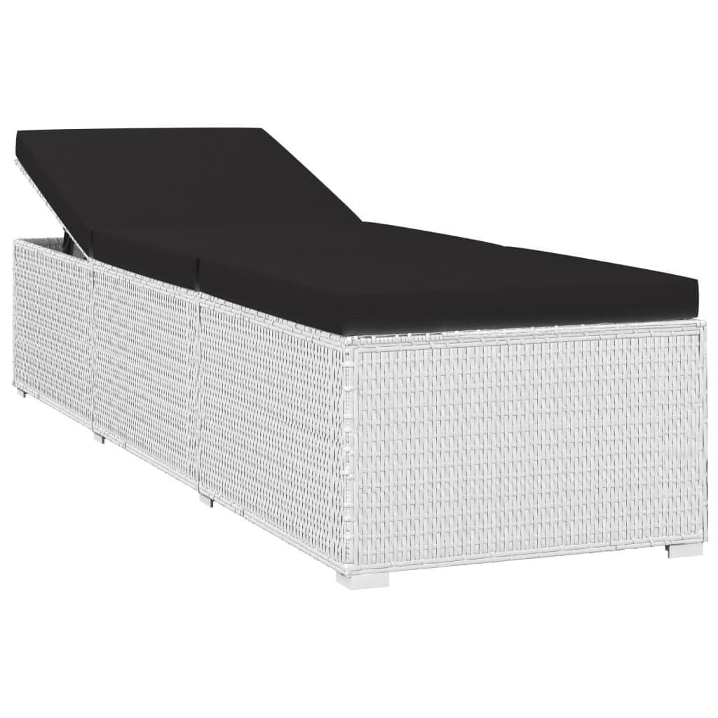 vidaXL Lettini Prendisole con Tavolino 3 pz in Polyrattan Bianco