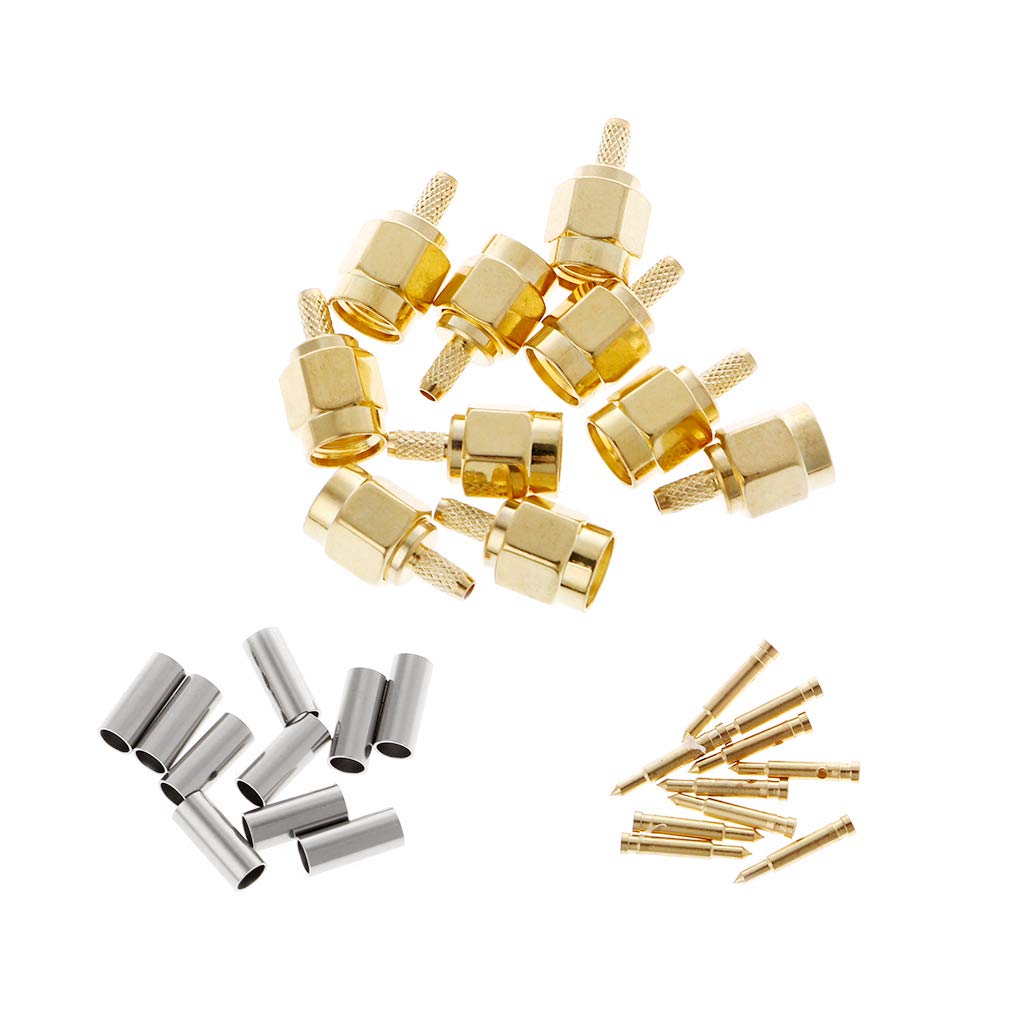 Elnwnnkc 10 Pcs Male Plug Crimp RG174 RG316 LMR100 Cable