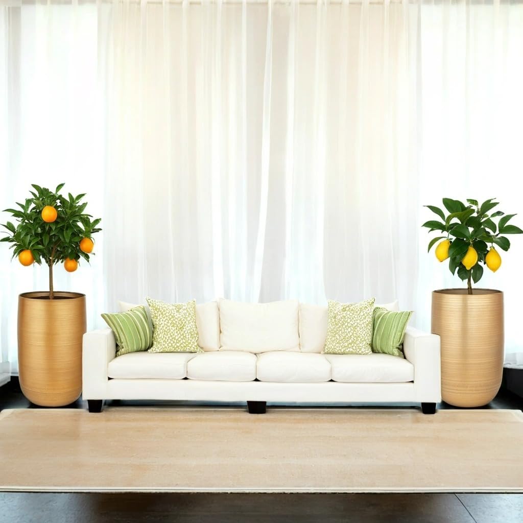 Moderner Blumentopf Camiel Gold handgefertigt aus Aluminium 65 cm