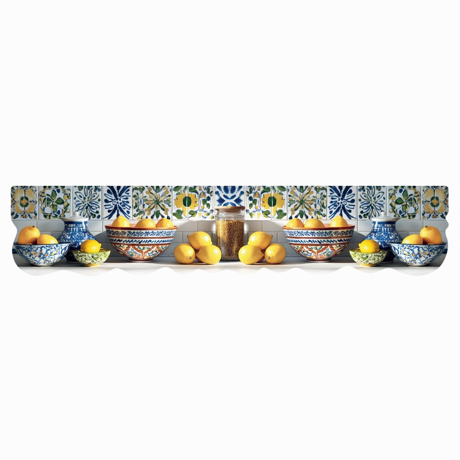 emmevi Tappeto Cucina Maiolica Rustica Stampa Digitale HD Limoni Gomma Pvc Sagomata Antimacchia 50x240 cm