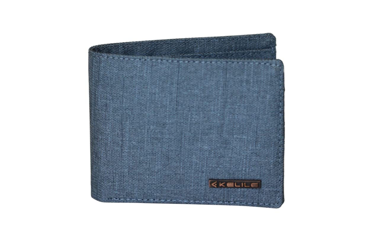 RFID Protected Wallet for Men Light Blue Khadi Polyester Fabric Water Resistance - (No Leather)-image-0