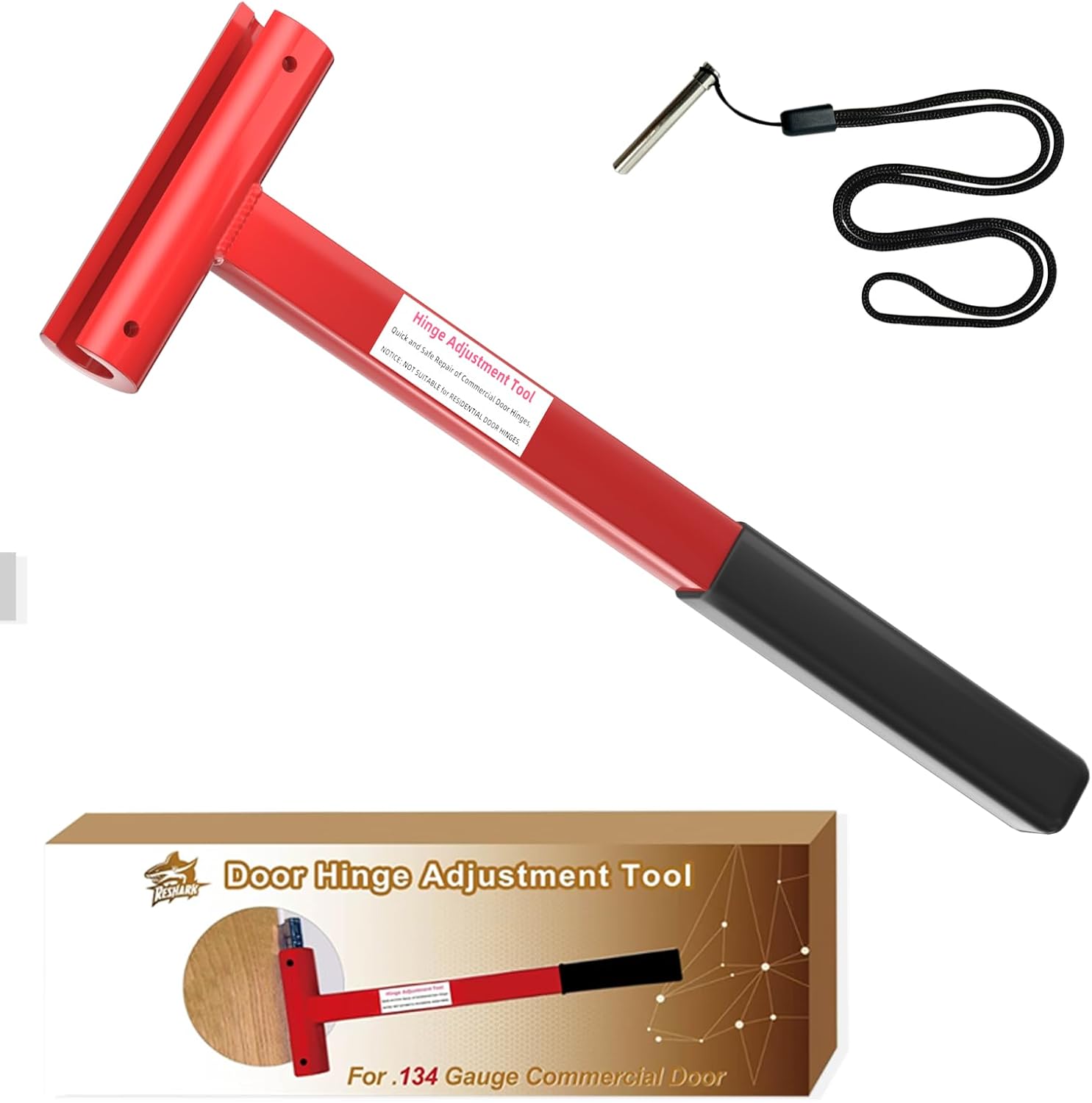 Door Hinge Adjustment Tool, Hinge Gap Adjusting Wrench for Heavy .134 Gauge Commercial Door, Hinge Hole Adjustment Wrench? Long Handle Hinge Repair bender with Rubber Grip Red