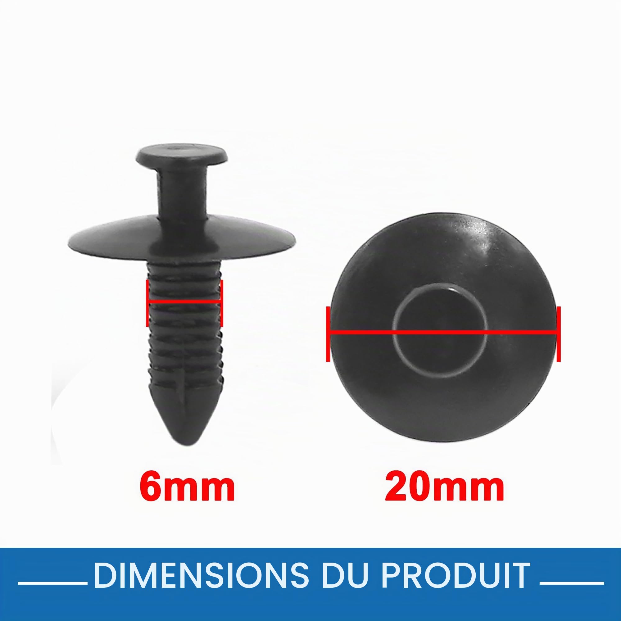A ABSOPRO Attache en plastique à rivet à pousser pour pare-chocs, clips de fixation de broche de 6 mm pour BMW en plastique noir (ensemble de 10)