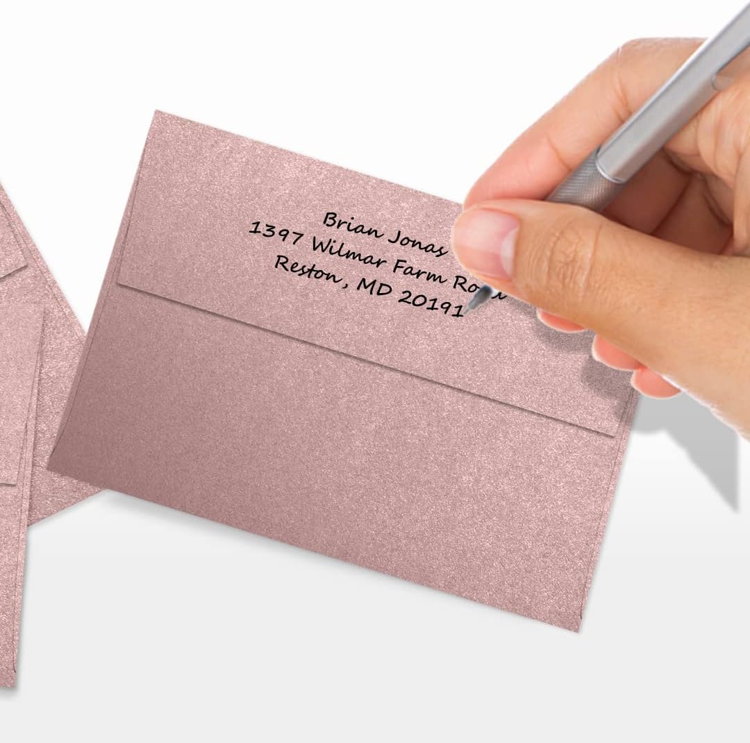 LUXPaper 4Bar A1 Invitation Envelopes | Peel & Press | 3 5/8" x 5 1/8" | Misty Rose Metallic - Sirio Pearl | 84lb. Text | 500 Qty