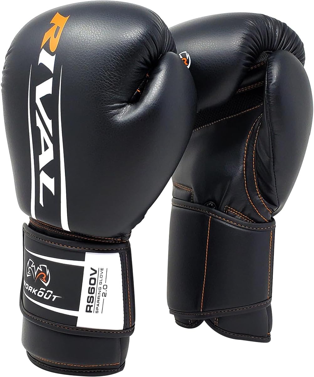 RIVAL Boxing RS60V 2.0 Workout Sparring Gloves, Hook and Loop Closure - Bigger Punching Surface for Maximum Protection