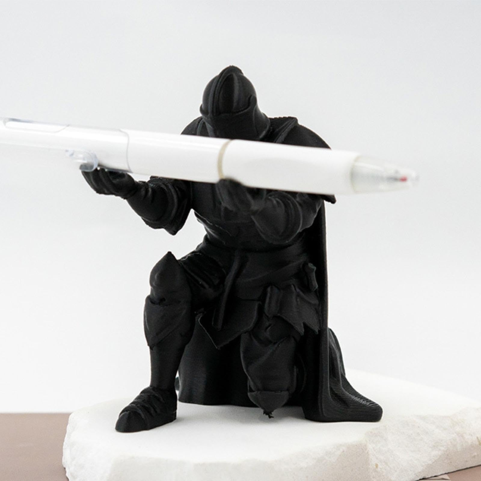 Creative Ninja Kneeling Knight Pen Holder, Armor Figurine Desktop Stand & Office Decor