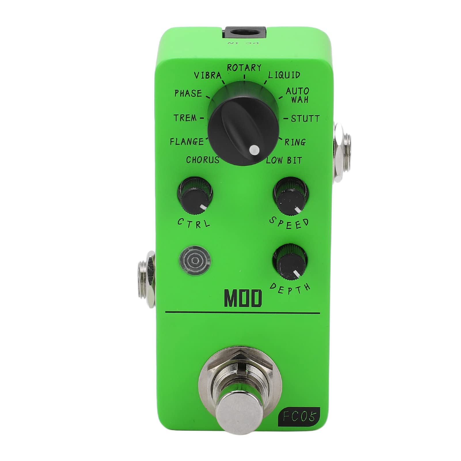 Pedal de Efecto de Guitarra eléctrica Mini Pedal de modulación Efectos clásicos Interfaz de Audio Mono de 1/4 pulg. Verde