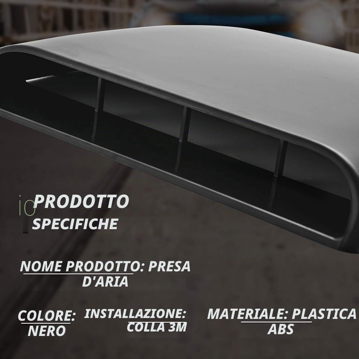 KaTur - Copertura decorativa universale per presa d’aria, per motori turbo, da applicare sul cofano dell’auto