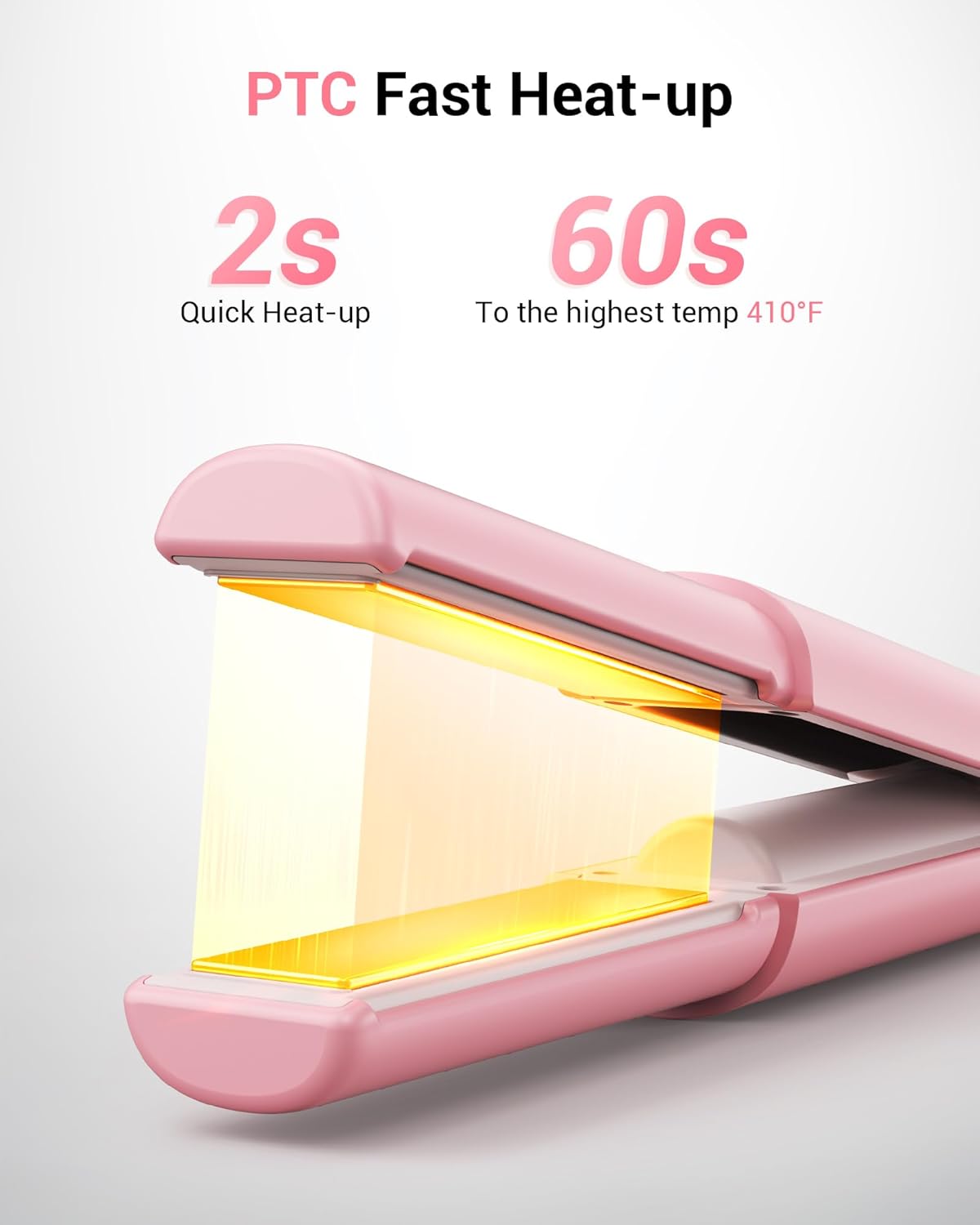 Cordless Hair Straightener, Titanium Portable Mini Flat Iron, Travel Straightener Dual Voltage, USB-C Rechargeable with 5000mAh Battery, Heat-up in Seconds & 3 Temp Adjustable, Pink - Image 4