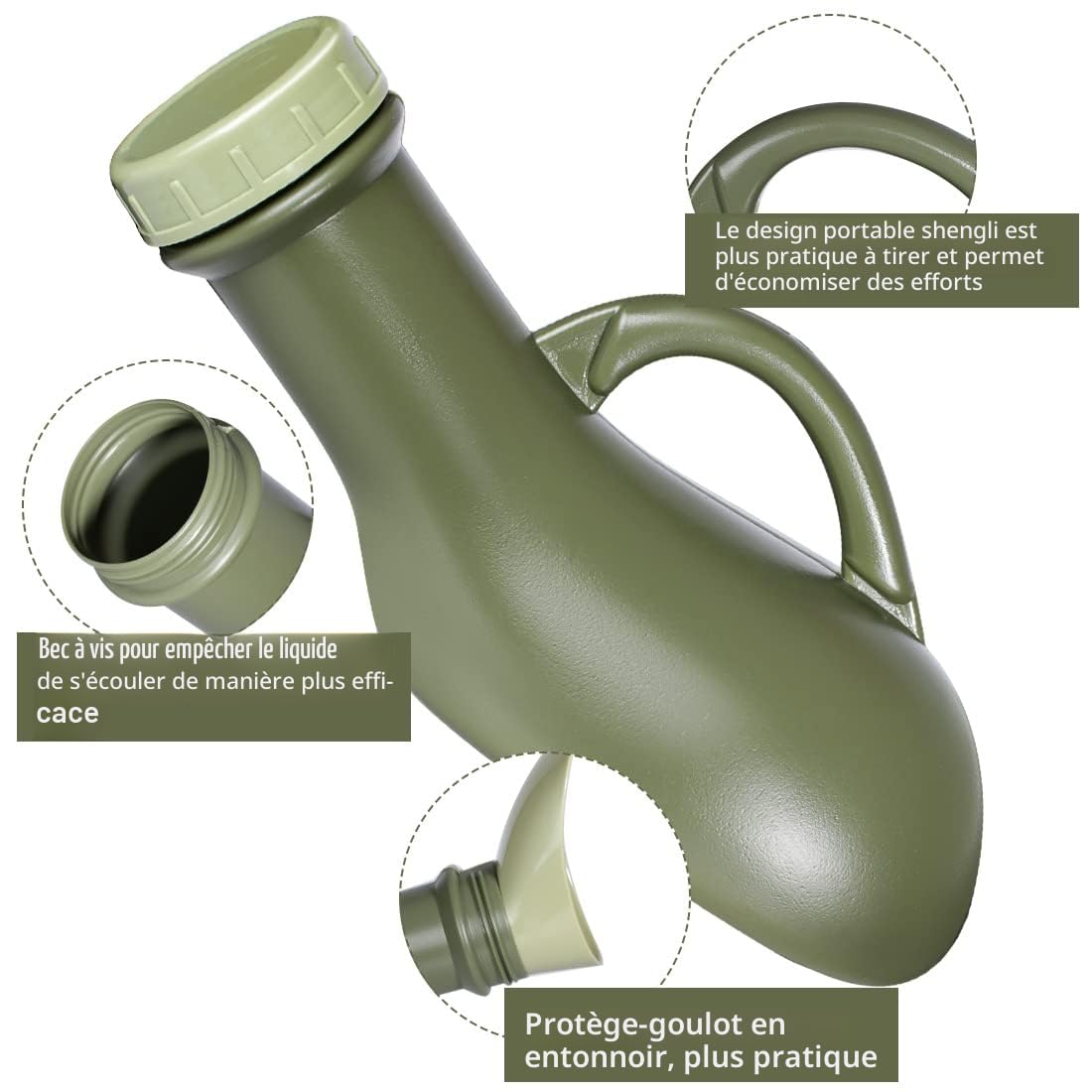 Urinoir unisexe Bouteilles d'incontinence Bouteille de pipi portable Bouteille d'urine Grands récipients de pipi pour camping voiture voyage embouteillage file d'attente 1L