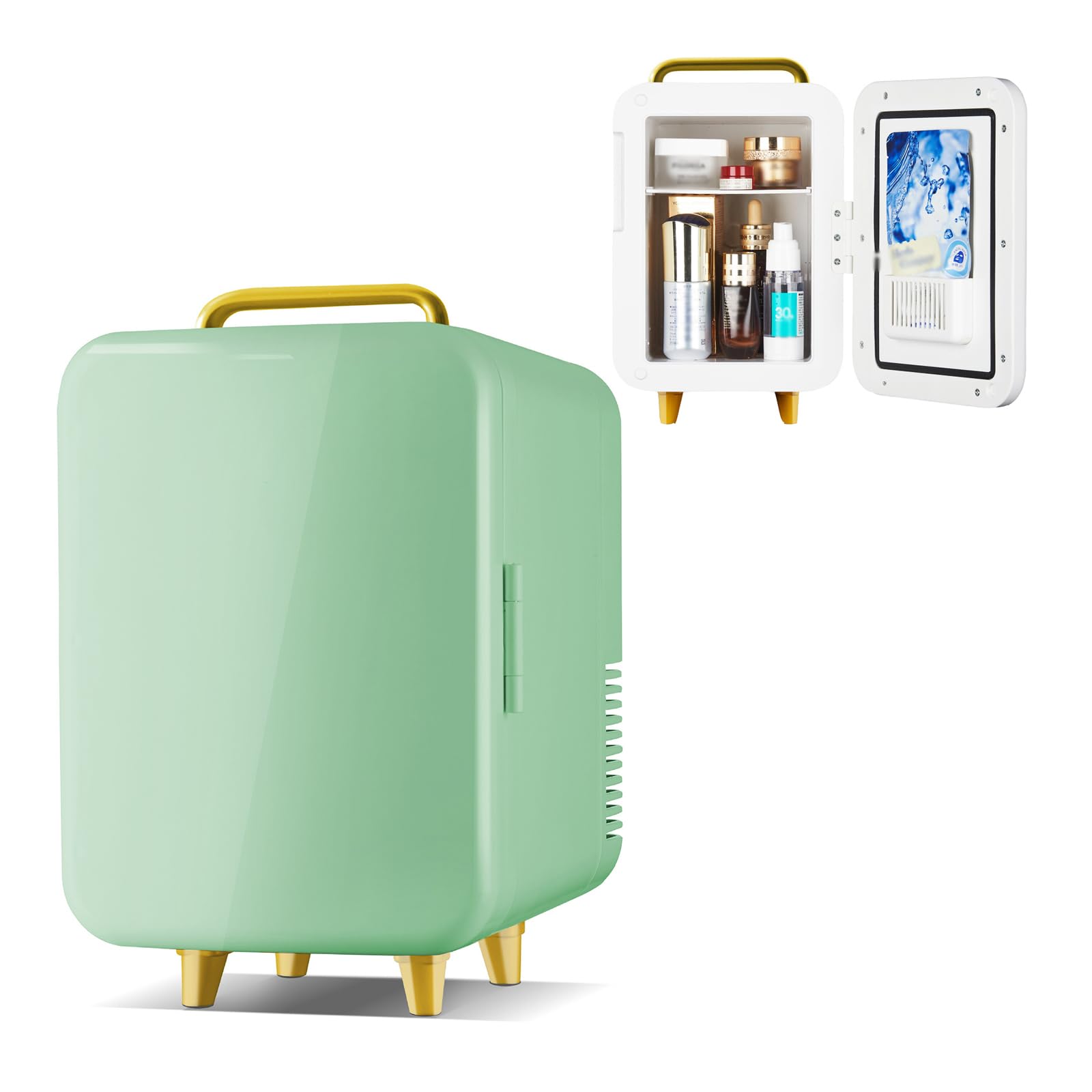 Frigorifero portatile per la cura della pelle, 8 l, per camera da letto, auto, ufficio, alimentazione CA e CC, piccolo frigorifero per alimenti, bevande, cosmetici